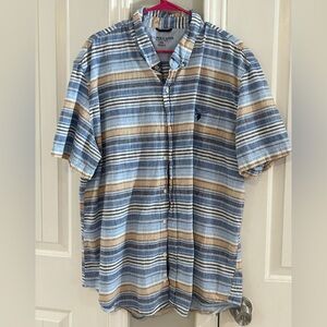 US Polo Assn Button-up Shirt Size 3XL Striped Plaid Design Relaxed Short Sleeve